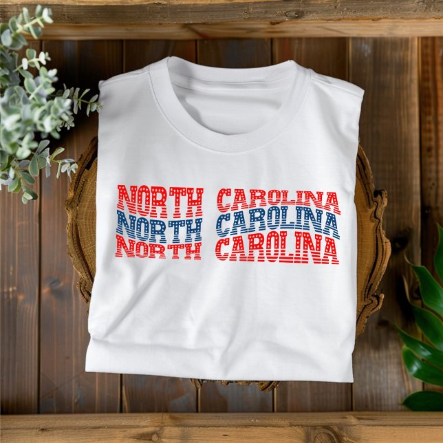 Patriotic North Carolina Red & Blue Boho T-Shirt  (Creator Uploaded)