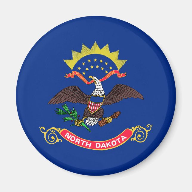 Patriotic North Dakota State Flag Magnet (Front)