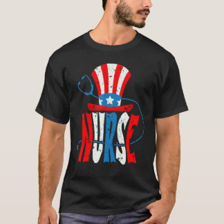 Patriotic Nurse 4th Of July American Flag Cute Nur T-Shirt