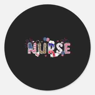 Patriotic Nurse 4th Of July American Flag Medical  Classic Round Sticker