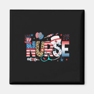 Patriotic Nurse 4th Of July American Flag Medical Magnet