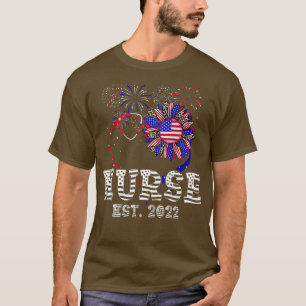 Patriotic Nurse 4th Of July American Flag Sunflowe T-Shirt