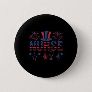 Patriotic Nurse American Flag Day 4th Of July Memo 6 Cm Round Badge