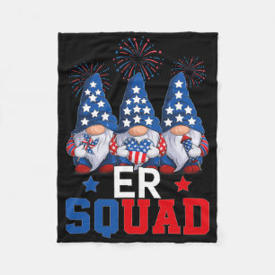 Patriotic Nurse Er Squad Gnomes 4th Of July Usa Pr Fleece Blanket