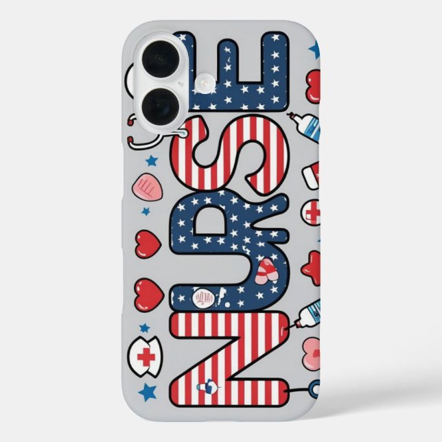 Patriotic Nurse Phone Case – USA Flag Medical Desi (Back)