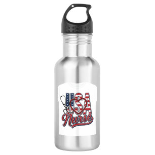 Patriotic Nurse USA Heart Stethoscope Shirt Design 532 Ml Water Bottle