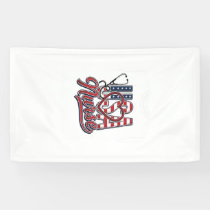 Patriotic Nurse USA Heart Stethoscope Shirt Design Banner