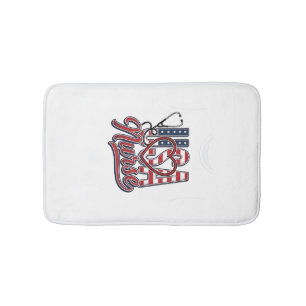 Patriotic Nurse USA Heart Stethoscope Shirt Design Bath Mat