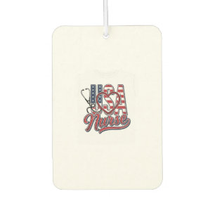 Patriotic Nurse USA Heart Stethoscope Shirt Design Car Air Freshener