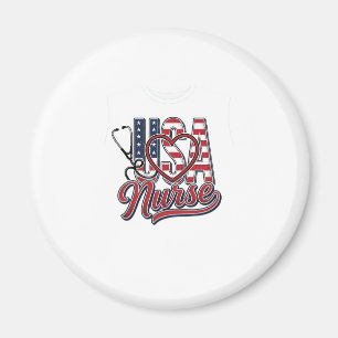 Patriotic Nurse USA Heart Stethoscope Shirt Design Magnet