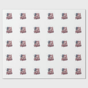 Patriotic Nurse USA Heart Stethoscope Shirt Design Wrapping Paper