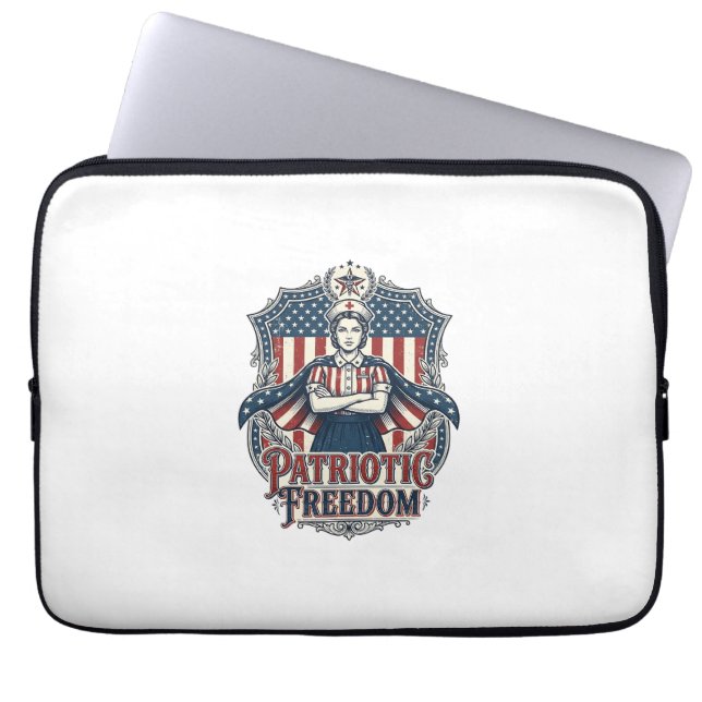 Patriotic Nurse Vector Graphic Tee_1 Laptop Sleeve (Front)