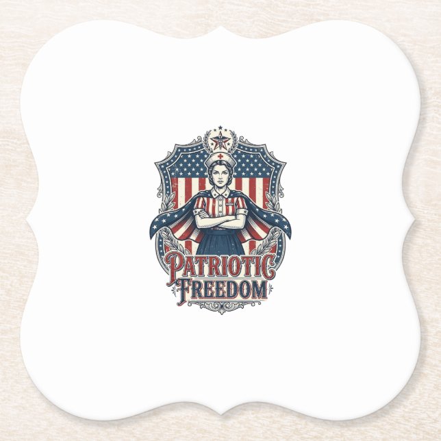 Patriotic Nurse Vector Graphic Tee_1 Paper Coaster (Front)