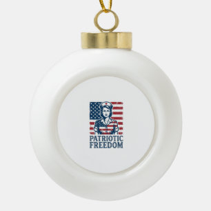 Patriotic Nurse Vector Graphic Tee Ceramic Ball Christmas Ornament