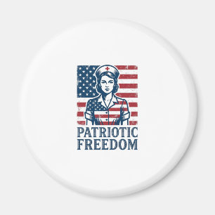 Patriotic Nurse Vector Graphic Tee Magnet