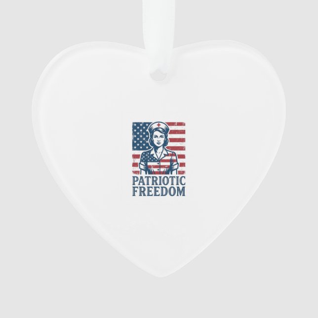 Patriotic Nurse Vector Graphic Tee Ornament (Front)