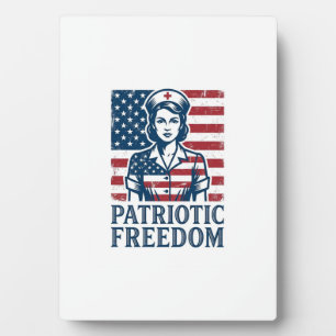 Patriotic Nurse Vector Graphic Tee Plaque