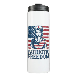 Patriotic Nurse Vector Graphic Tee Thermal Tumbler