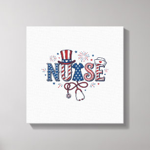 Patriotic Nurse Vintage Engraving Vector Design_1 Canvas Print