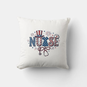 Patriotic Nurse Vintage Engraving Vector Design_1 Cushion