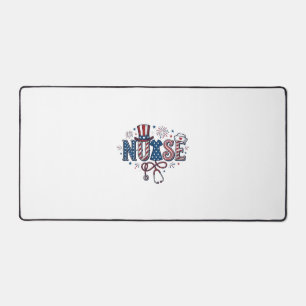 Patriotic Nurse Vintage Engraving Vector Design_1 Desk Mat
