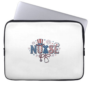 Patriotic Nurse Vintage Engraving Vector Design_1 Laptop Sleeve