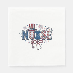 Patriotic Nurse Vintage Engraving Vector Design_1 Napkin