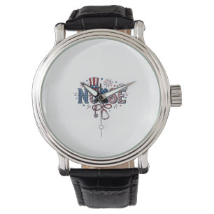 Patriotic Nurse Vintage Engraving Vector Design_1 Watch