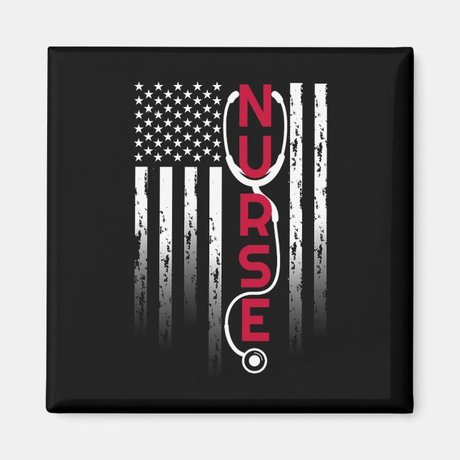 Patriotic Nurse With Flag Stethoscope For Rn  Magnet (Front)