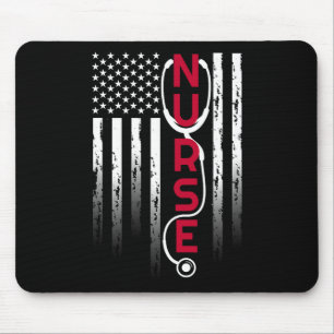 Patriotic Nurse With Flag Stethoscope For Rn  Mouse Pad