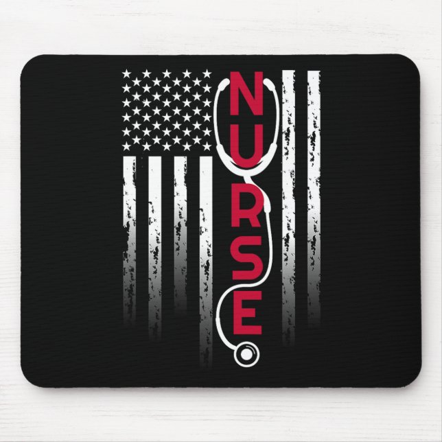 Patriotic Nurse With Flag Stethoscope For Rn  Mouse Pad (Front)
