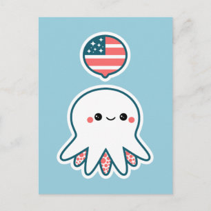 Patriotic Octopus Postcard