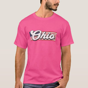 Patriotic Ohio USA Flag Stripe Home State Ohio T-Shirt