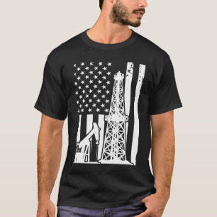 Patriotic Oilfielder Oildrilling American Flag Oil T-Shirt