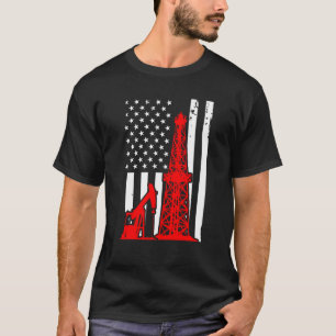 Patriotic Oilfielder Oildrilling American Flag Oil T-Shirt
