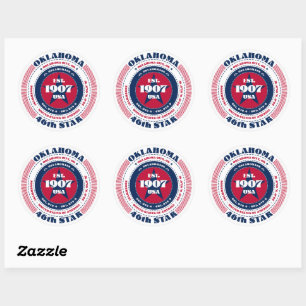 Patriotic Oklahoma Circle Design Sticker