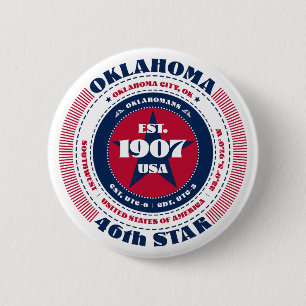 Patriotic Oklahoma Circle with State Details 6 Cm Round Badge