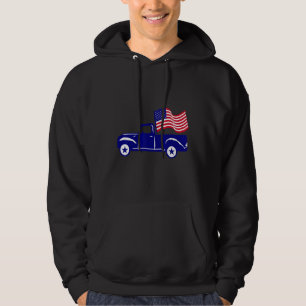 Patriotic Old Truck 02 July 4th Independence Day Hoodie