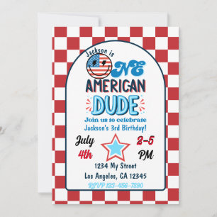 Patriotic One American Dude Birthday Invitation