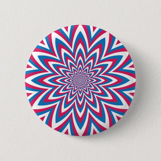 Patriotic Op Art Flower 6 Cm Round Badge (Front)