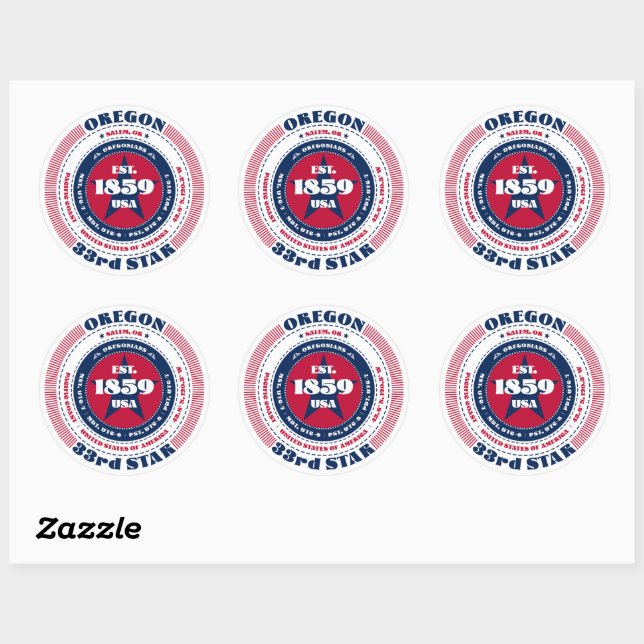 Patriotic Oregon Circle Design Sticker (Sheet)
