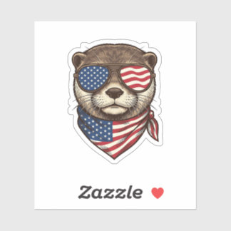 Patriotic Otter Vector Vintage Engraving Shirt Des