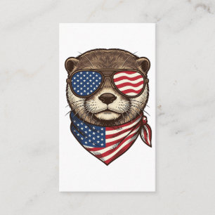 Patriotic Otter Vector Vintage Engraving Shirt Des Business Card
