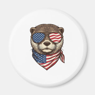 Patriotic Otter Vector Vintage Engraving Shirt Des Magnet