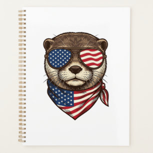 Patriotic Otter Vector Vintage Engraving Shirt Des Planner