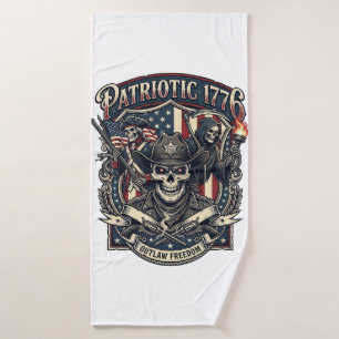 Patriotic Outlaw Skull Sheriff Dark Patriot Skelet Bath Towel