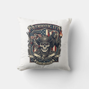 Patriotic Outlaw Skull Sheriff Dark Patriot Skelet Cushion