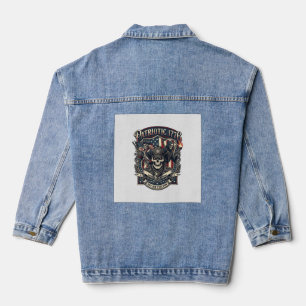 Patriotic Outlaw Skull Sheriff Dark Patriot Skelet Denim Jacket