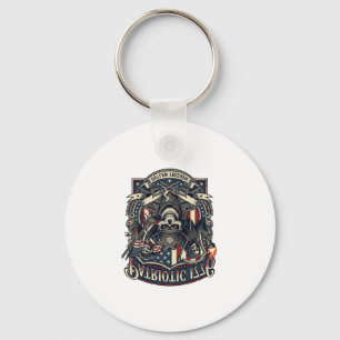 Patriotic Outlaw Skull Sheriff Dark Patriot Skelet Key Ring