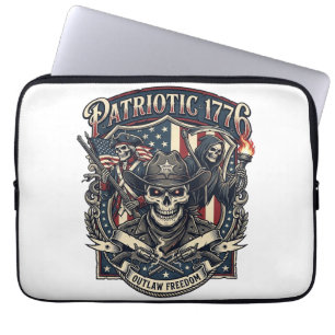 Patriotic Outlaw Skull Sheriff Dark Patriot Skelet Laptop Sleeve